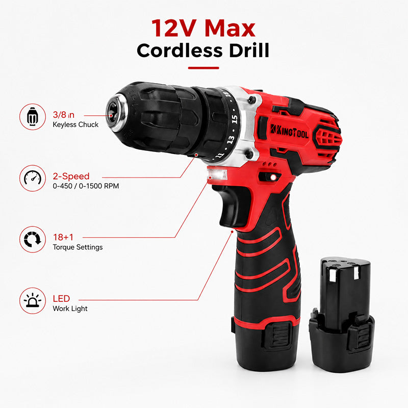 KingTool 276 PCS Home Tool Kit with 12V Drill Drawer Case 3-Day Delivery