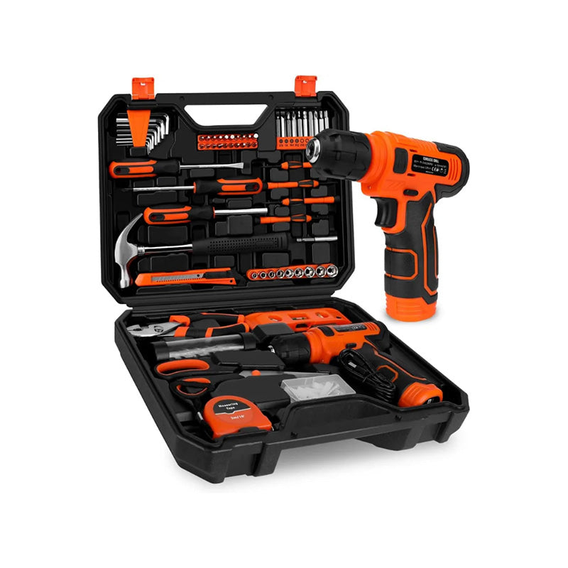 KingTool 139 PCS Home Tool Kit with 8V Drill Storage Case