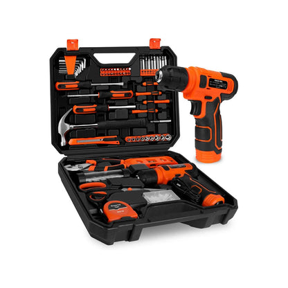 KingTool 139 PCS Home Tool Kit with 8V Drill Storage Case