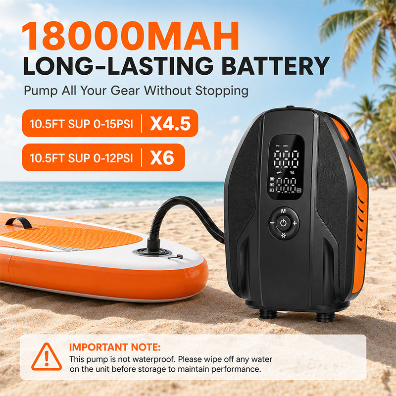 KingTool 20PSI Rechargeable Paddle Board Electric Pump with 18000mAh Battery