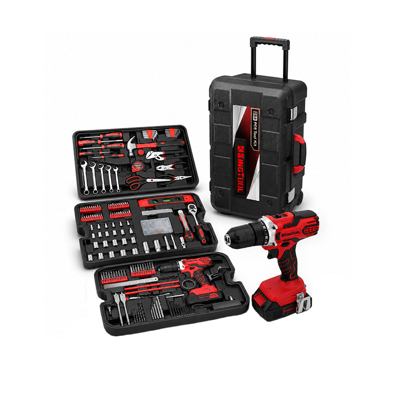 KingTool 286 PCS Home Tool Kit with Rolling Case 21V Drill