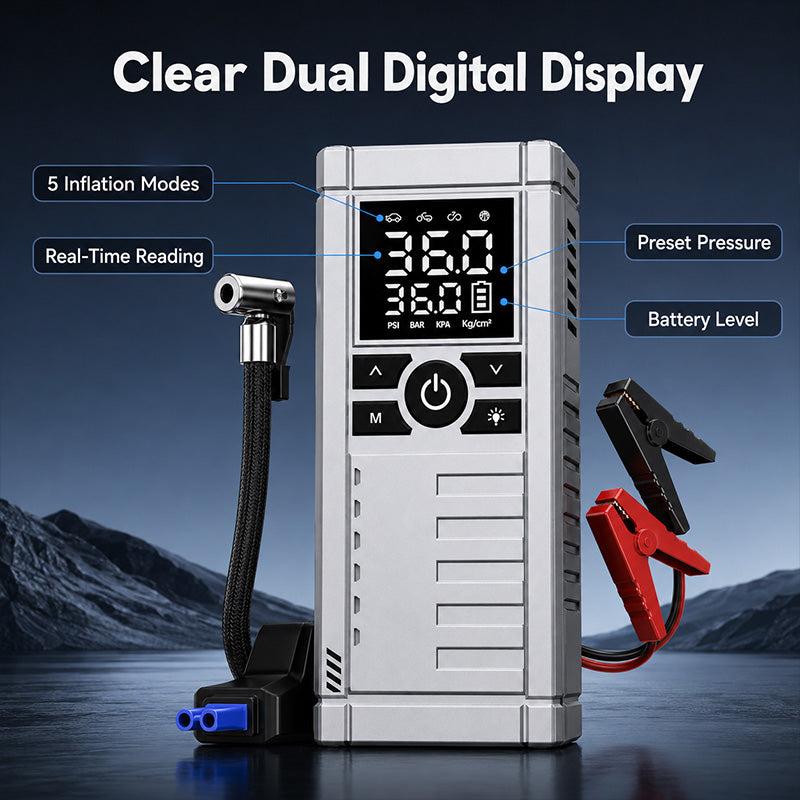 KingTool 4500A Portable Car Jump Starter with 150 PSI Air Compressor