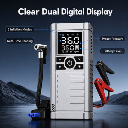 KingTool 4500A Portable Car Jump Starter with 150 PSI Air Compressor