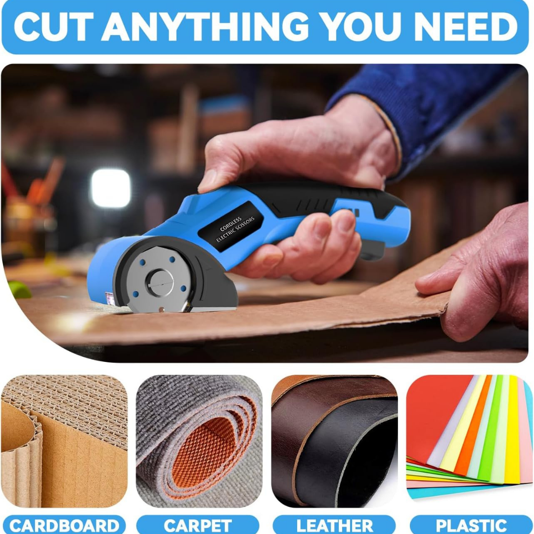4V Rechargeable Cordless Electric Scissors with Safety Lock (Blue)