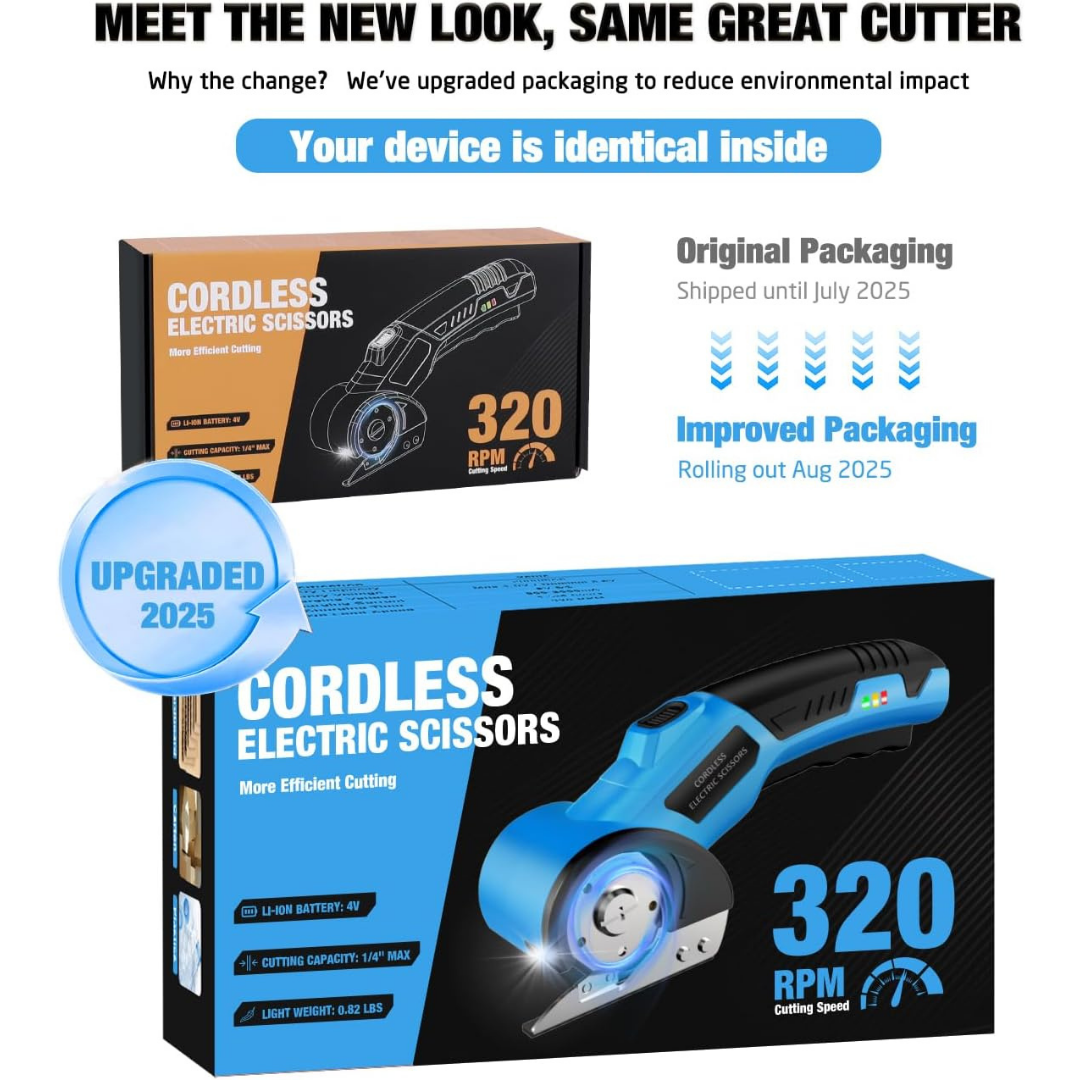 4V Rechargeable Cordless Electric Scissors with Safety Lock (Blue)