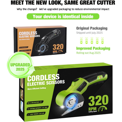 4V Rechargeable Cordless Electric Scissors with Safety Lock (Green)
