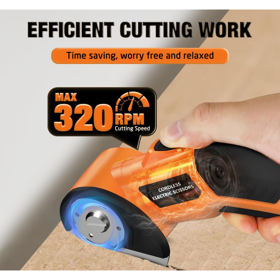 4V Rechargeable Cordless Electric Scissors with Safety Lock (Orange)