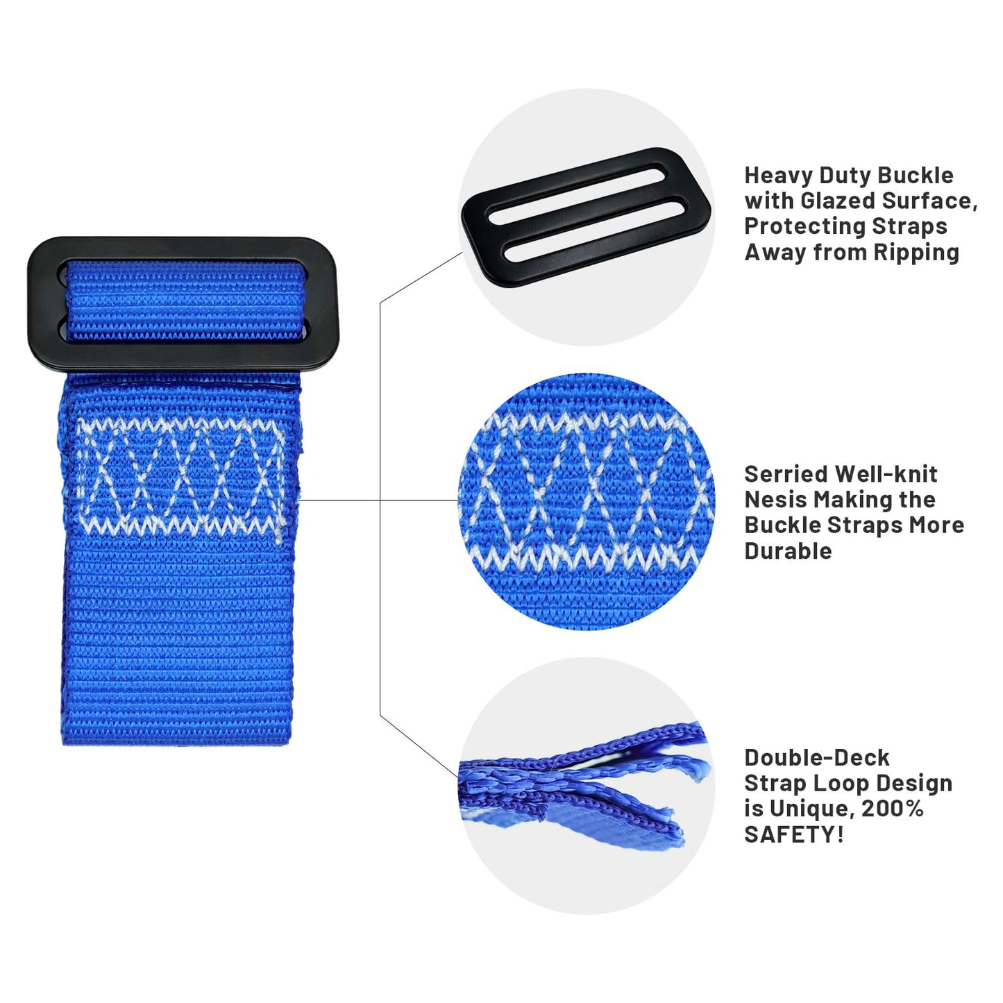 Rainbow Craft 8 Pack Ninja Slackline Buckle Straps - Removable Hanging Loops
