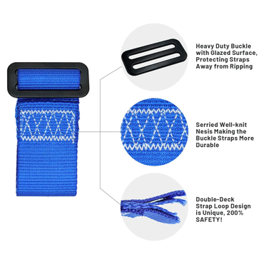 Rainbow Craft 8 Pack Ninja Slackline Buckle Straps - Removable Hanging Loops
