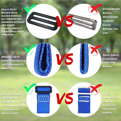 Rainbow Craft 8 Pack Ninja Slackline Buckle Straps - Removable Hanging Loops