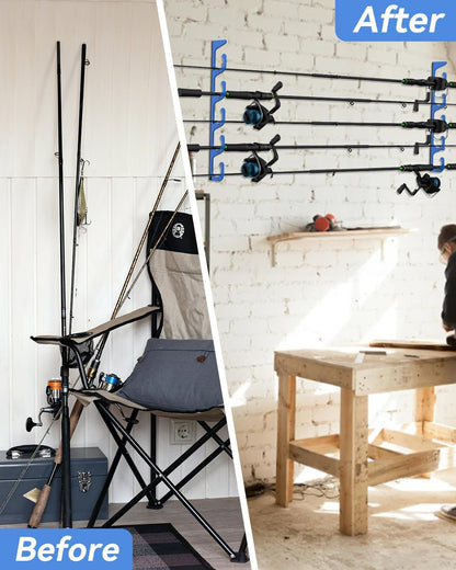 5-Rod Fishing Rod Holder for Wall & Garage Ceiling Storage
