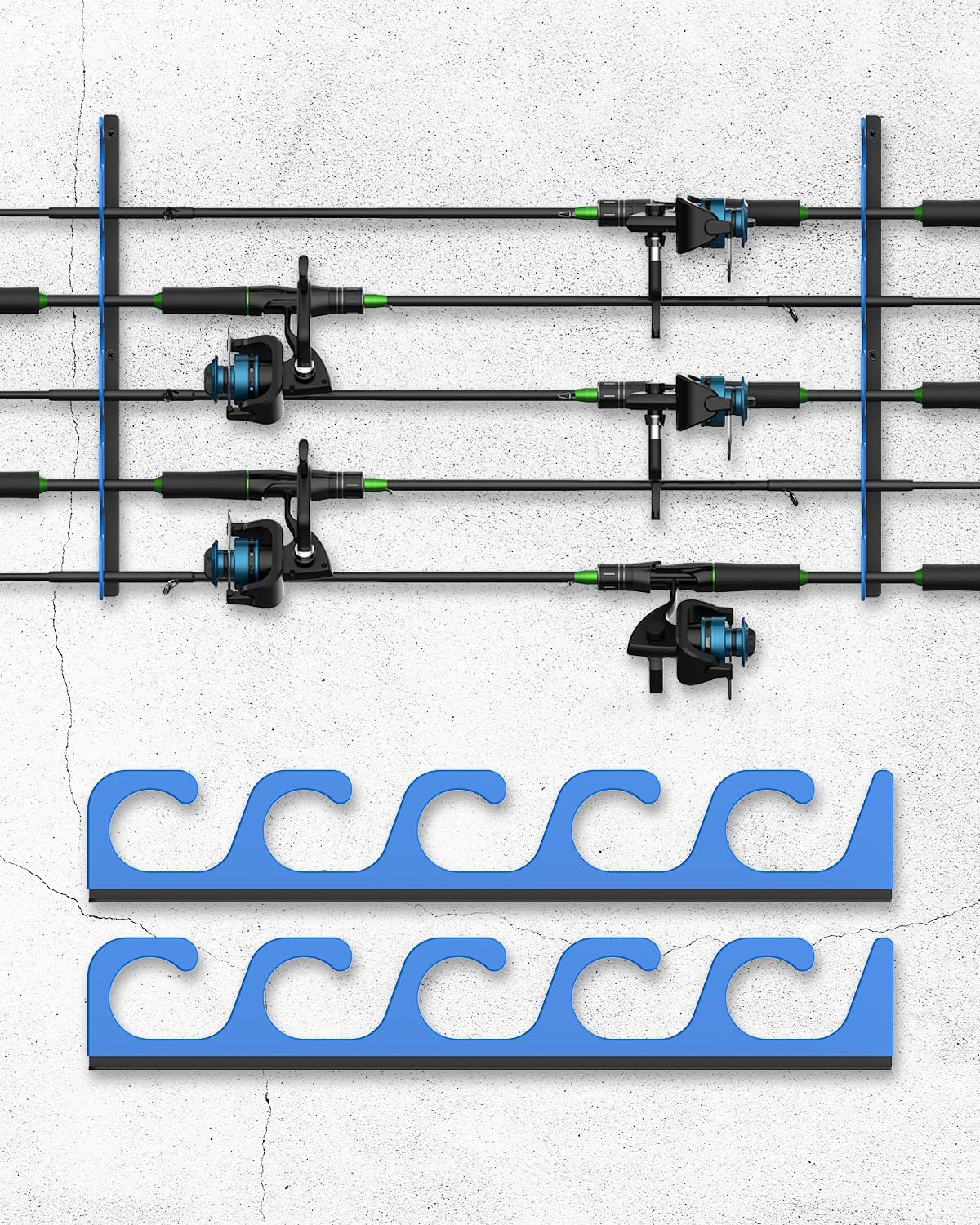 5-Rod Fishing Rod Holder for Wall & Garage Ceiling Storage