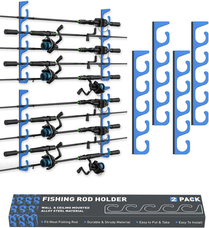 5-Rod Fishing Rod Holder for Wall & Garage Ceiling Storage