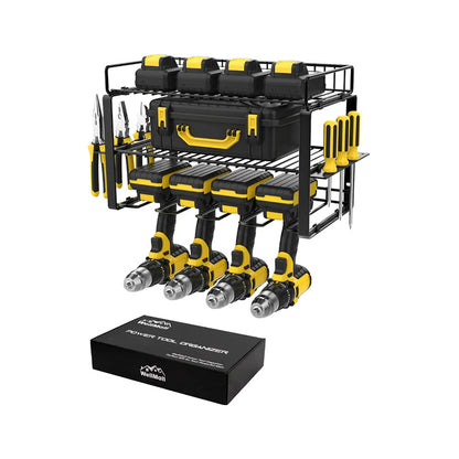 KingTool 3-Tier Wall Mount Tool Organizer Rack with Drill Holder
