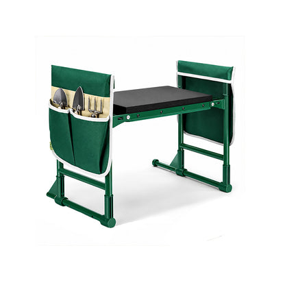 Green Garden Kneeler and Seat, 2-in-1 Folding Garden Bench with Tool Pouches