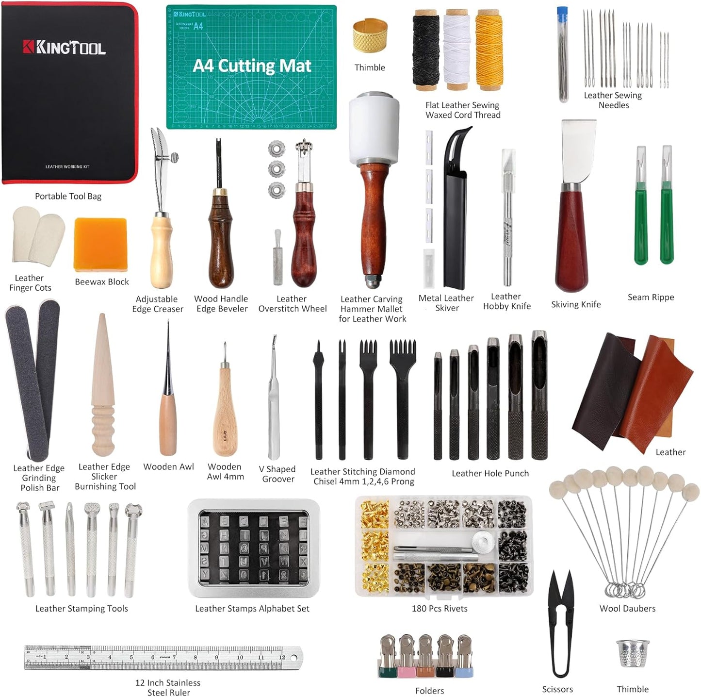 KingTool 386 PCS Advanced Leather Sewing Tools Kit
