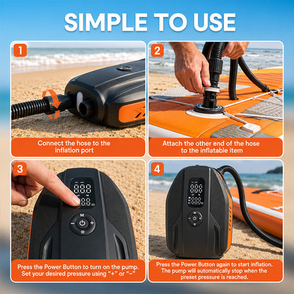 KingTool 20PSI Rechargeable Paddle Board Electric Pump with 18000mAh Battery