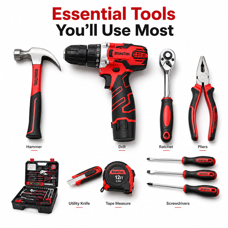 KingTool 276 PCS Home Tool Kit with 12V Drill Drawer Case 3-Day Delivery