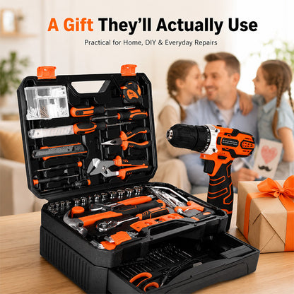 KingTool 255 PCS Home Tool Kit with 12V Drill Storage Case