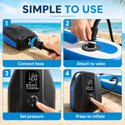 KingTool 20PSI Rechargeable Paddle Board Electric Pump with 18000mAh Battery