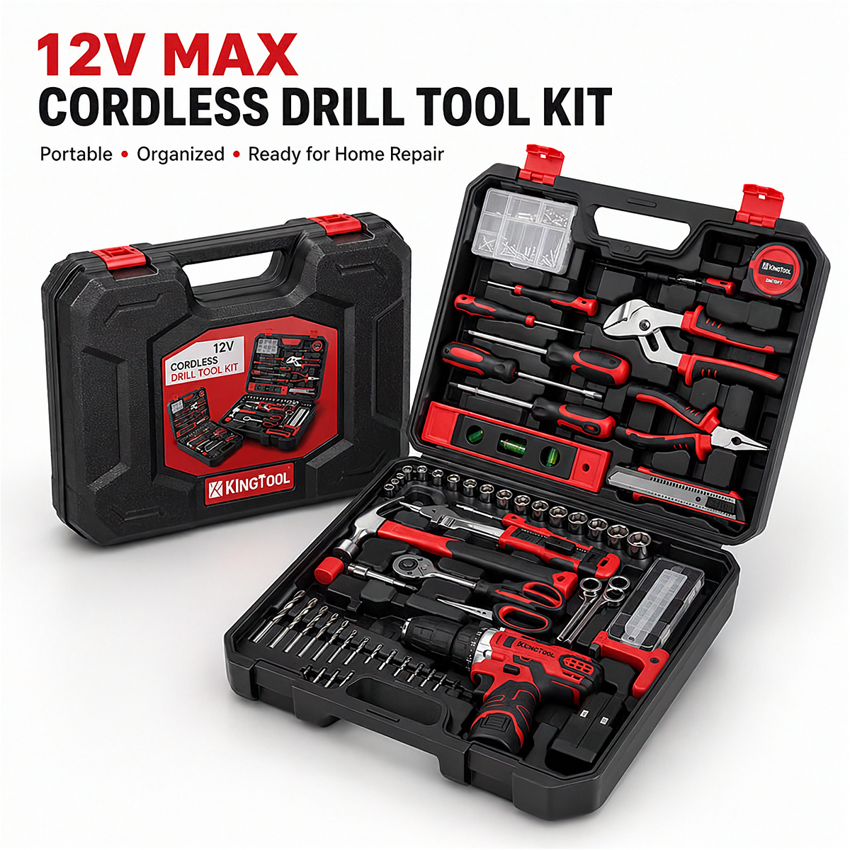 276-Piece Home Tool Kit with 12V Cordless Drill