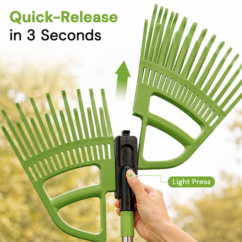 KingTool 3-in-1 Adjustable Leaf Rake with Detachable Scoops for Yard Cleanup