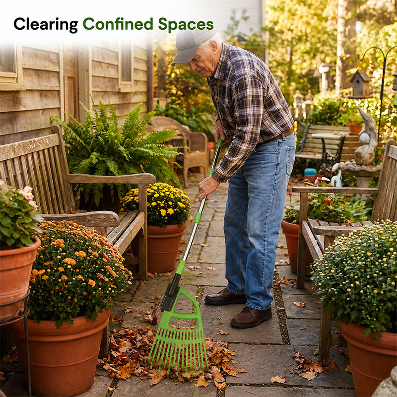 KingTool 3-in-1 Adjustable Leaf Rake with Detachable Scoops for Yard Cleanup