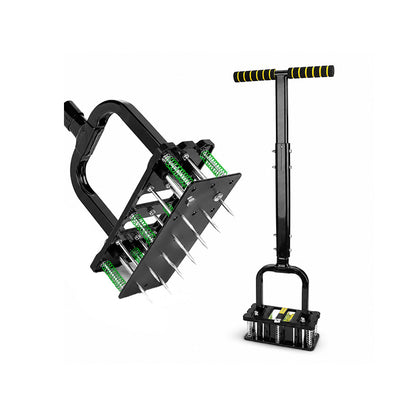 KingTool Heavy Duty Manual Lawn Aerator with 15 Spikes & Auto-Clean Springs