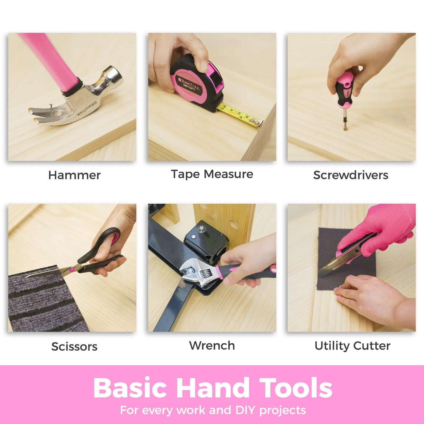 KingTool 267-PCS tool kit in pink with drill and bag