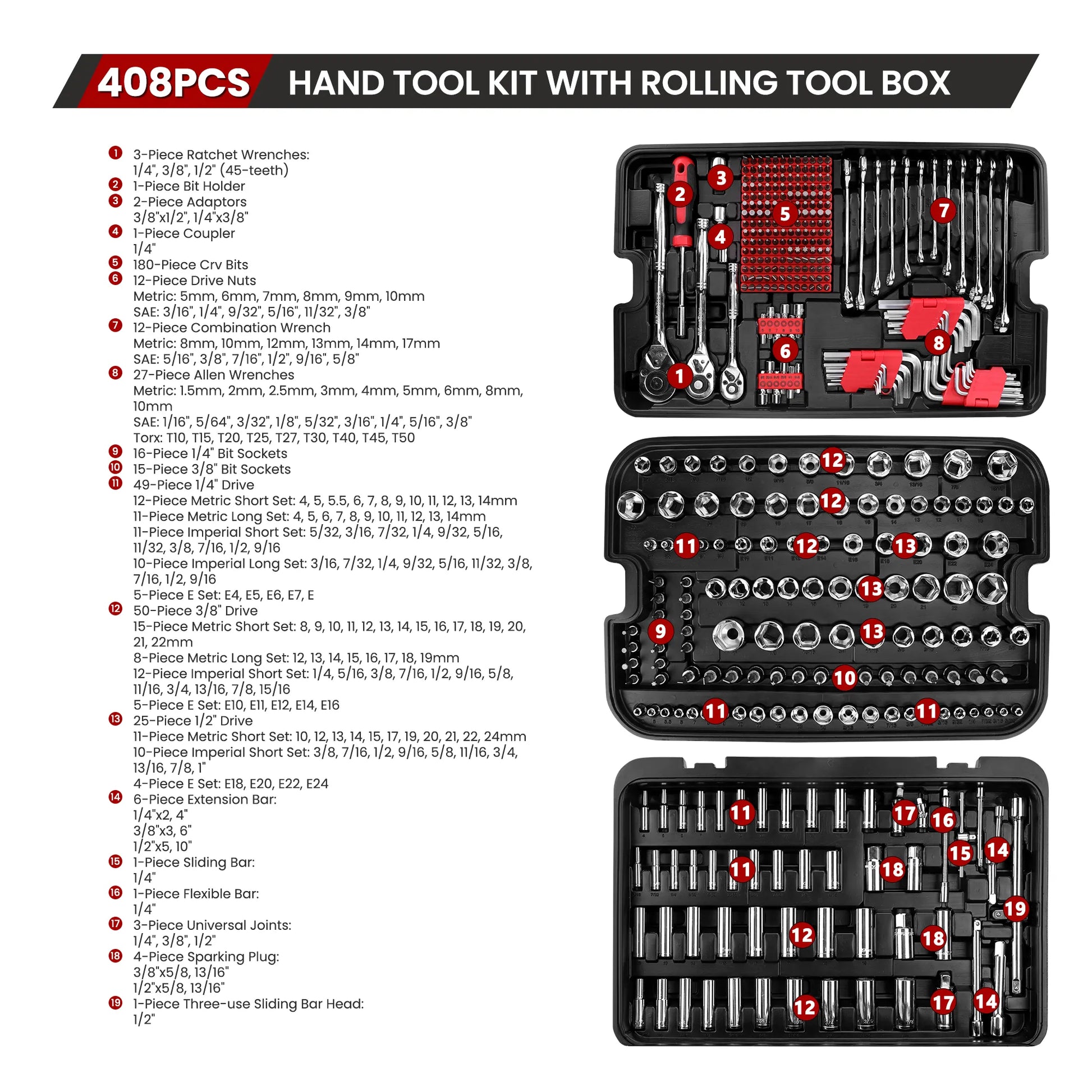 KingTool 408-PCS tool set with heavy-duty case