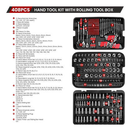 KingTool 408-PCS tool set with heavy-duty case
