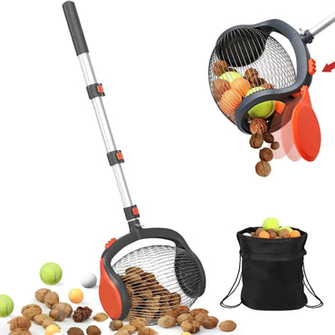 Foot-operated nut gatherer with walnuts