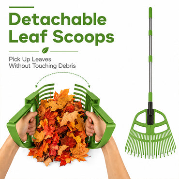 KingTool 3-in-1 Adjustable Leaf Rake with Detachable Scoops for Yard Cleanup