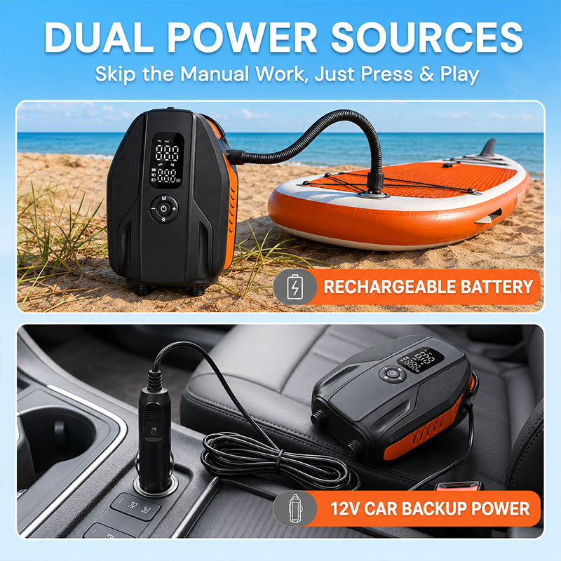 KingTool 20PSI Rechargeable Paddle Board Electric Pump with 18000mAh Battery