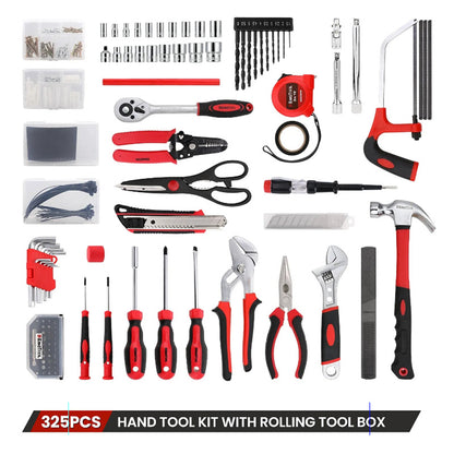 KingTool 325 PCS Home Tool Kit with 3 Layer Storage Case
