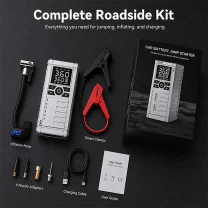 KingTool 4500A Portable Car Jump Starter with 150 PSI Air Compressor