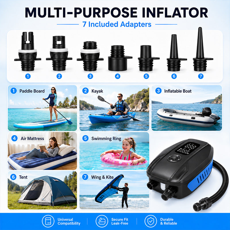 KingTool 20PSI Rechargeable Paddle Board Electric Pump with 18000mAh Battery